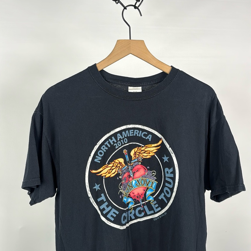 Y2K Bon Jovi 2010 Concert Heavy Cotton T-Shirt - The Circle Tour - Large